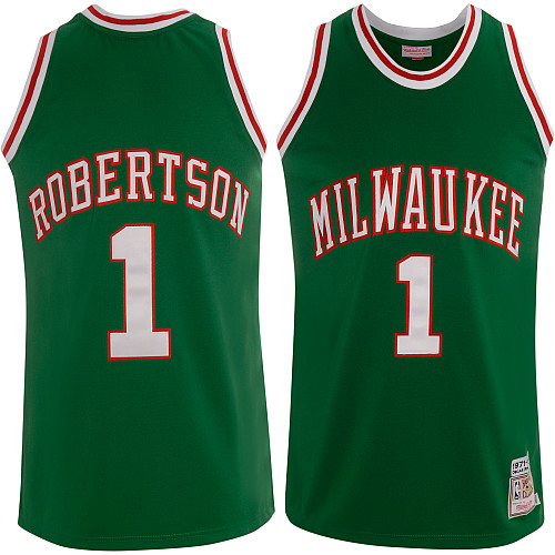 NBA Milwaukee Bucks 1 Oscar Robertson Hardwood Classic Throwback Green Jersey